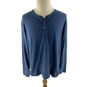 Tecovas Mens XL Henley Slub Onyx Long Sleeve Shirt Cotton Ranch Wear Navy